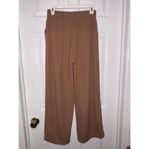 Halara size small brown wide leg pull on knit pants belt loops 0268-S - Picture 4 of 4